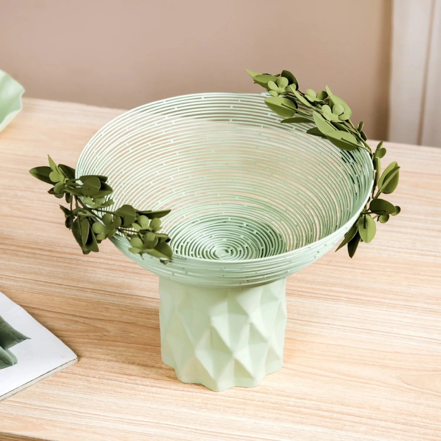 Garden Floral Pedestal Decorative Bowl - Image 2