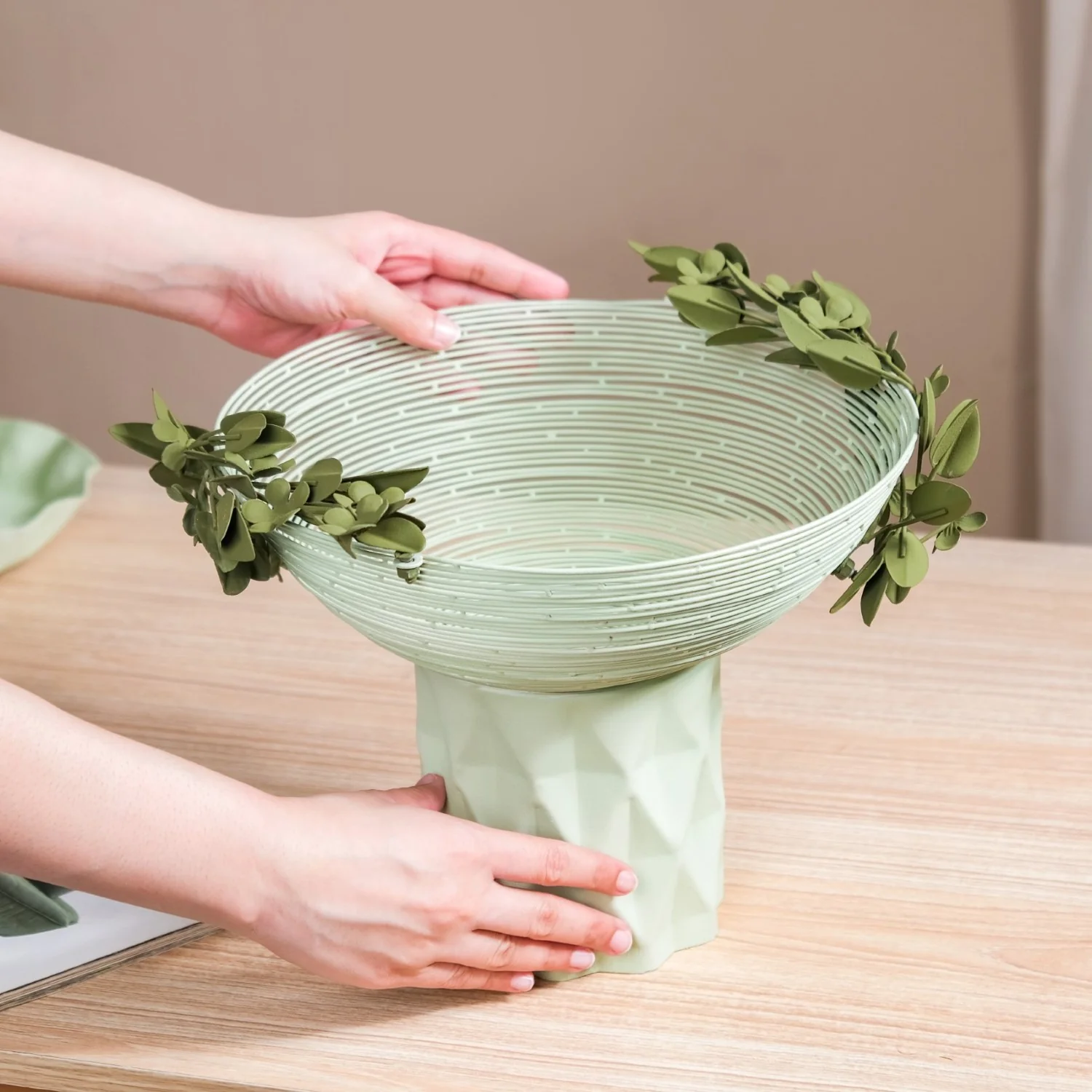 Garden Floral Pedestal Decorative Bowl - Image 4