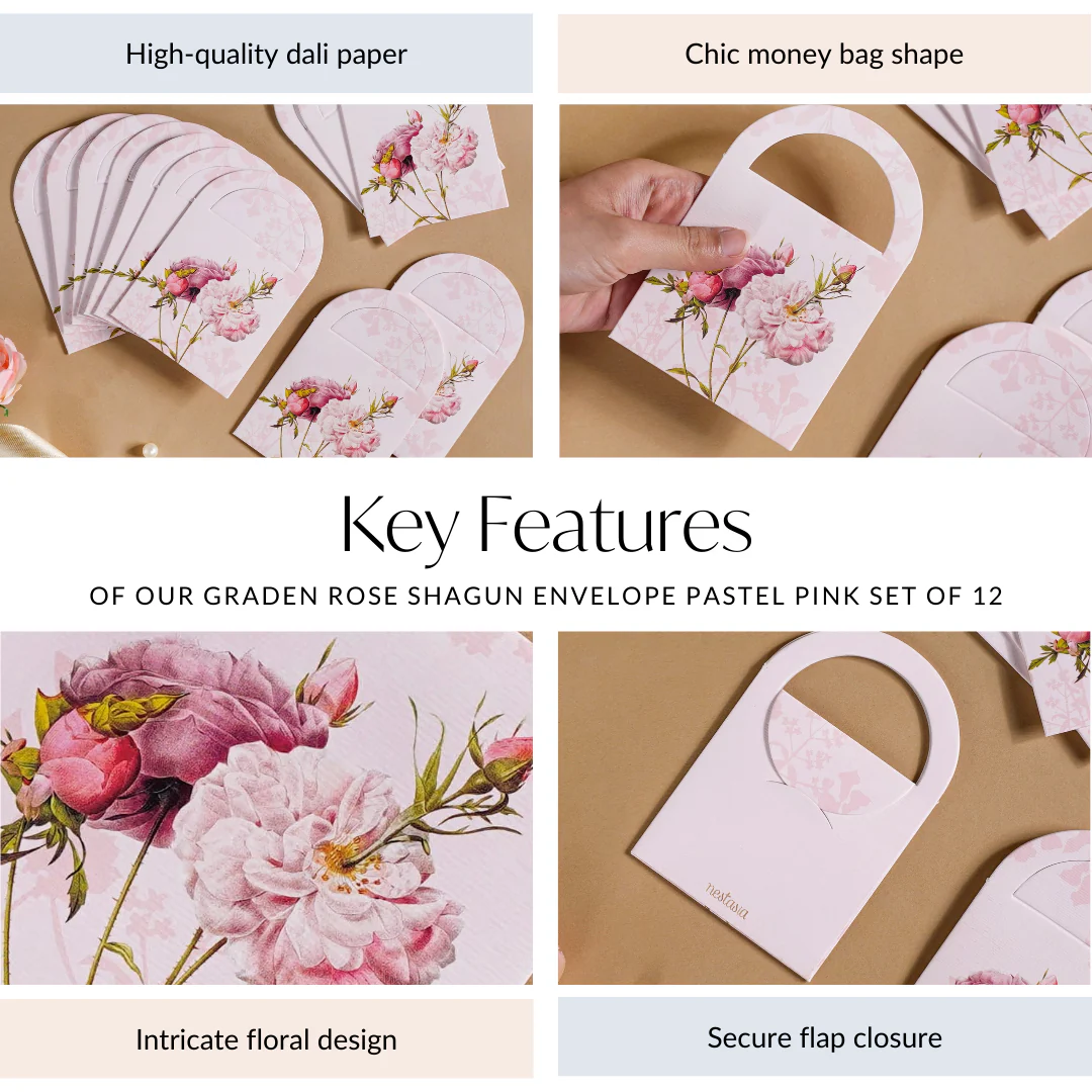 Garden Rose Money Envelope Pastel Pink Set Of 12 - Image 6