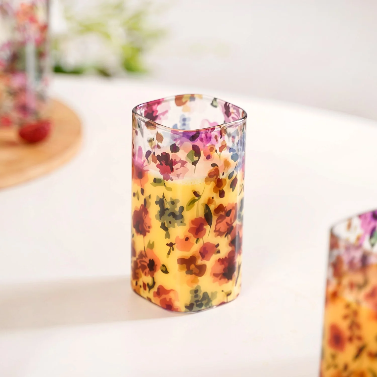 Garden Rose Printed Glass Tumbler Set Of 4 340ml - Image 7