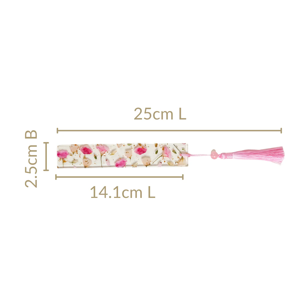 Garden Rose Resin Page Marker With Pink Tassel - Image 4
