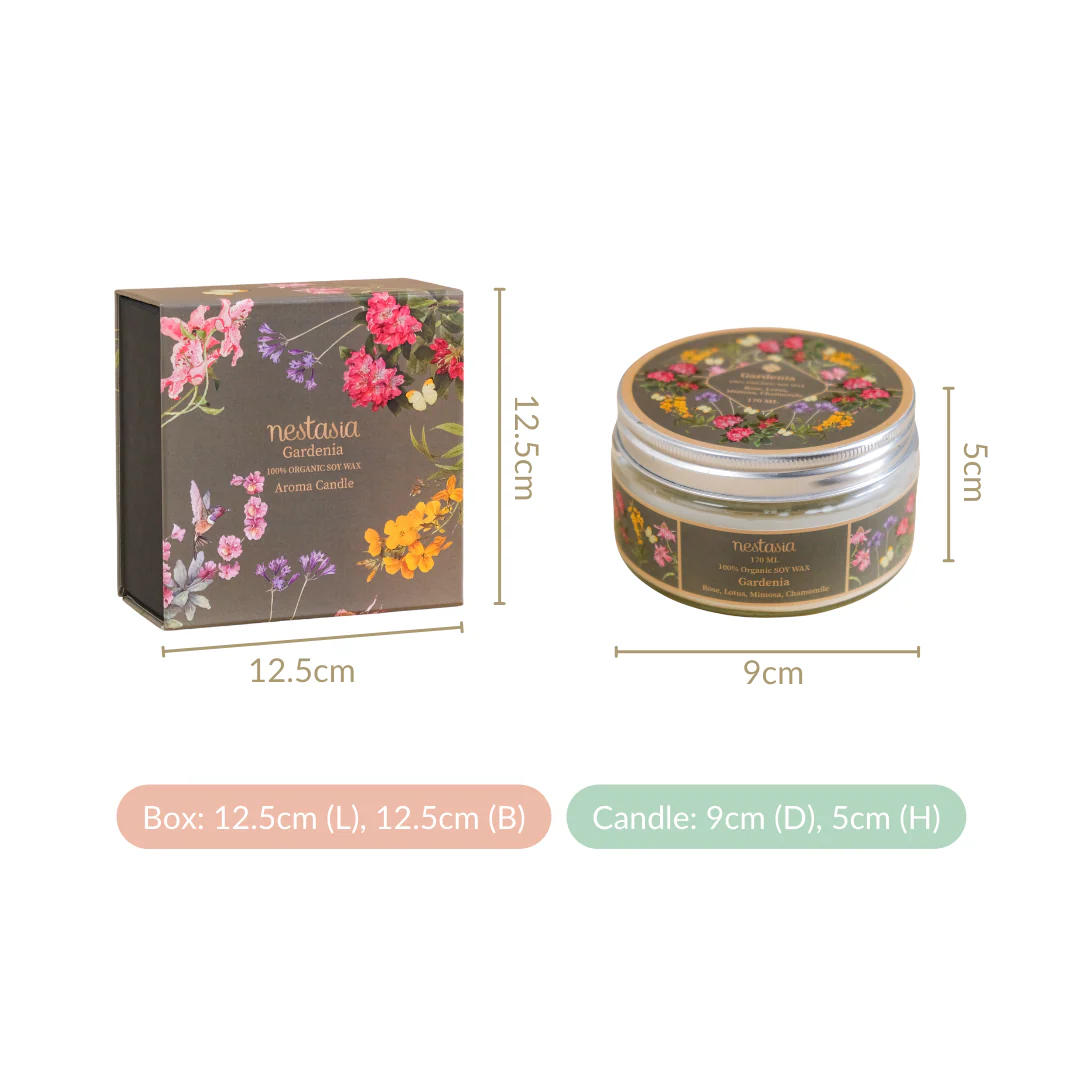 Gardenia Scented Two Wick Candle Glass Jar 170ml - Image 6