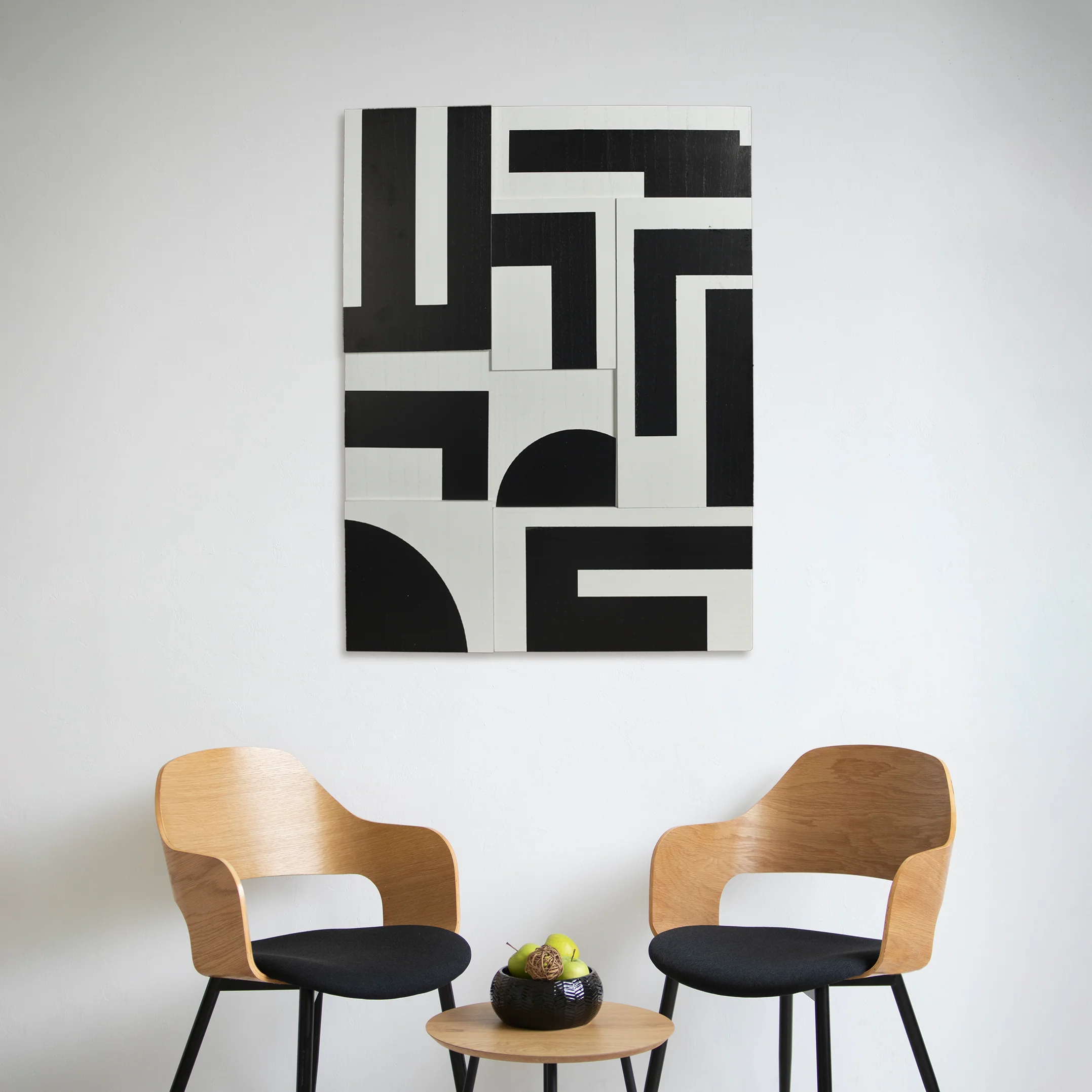 Geometric 3D Abstract Wall Art Black White 31x24 Inch - Image 4