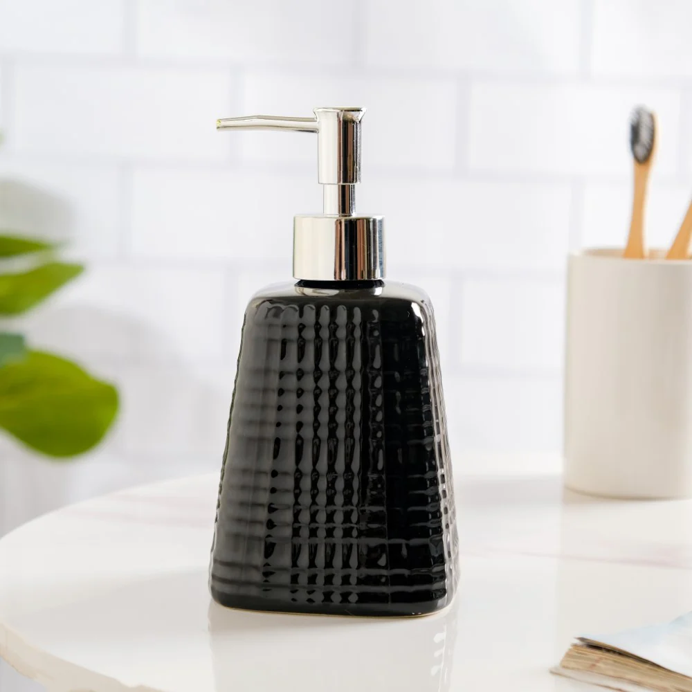 Geometric Ceramic Pump Dispenser Black 7 Inch - Image 6
