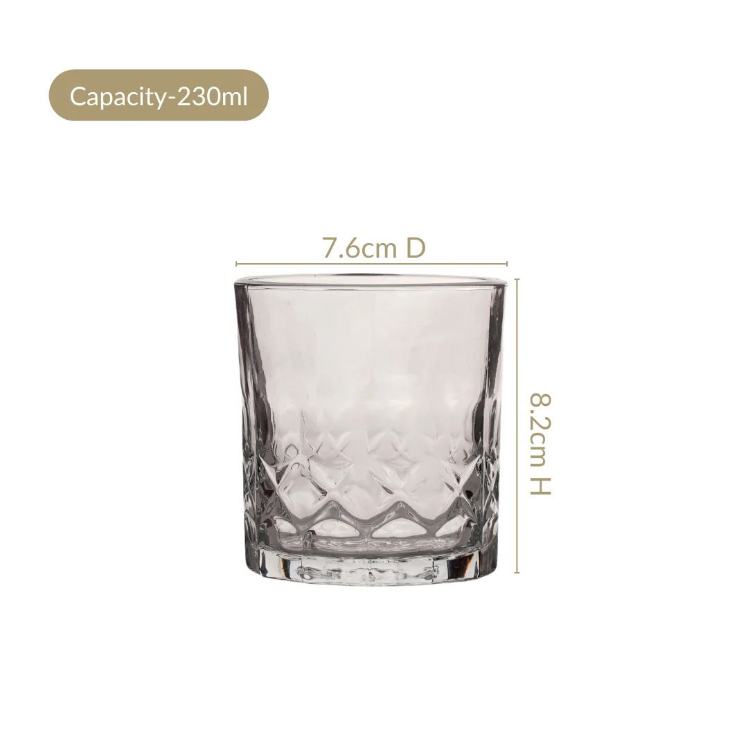 Geometric Embossed Whiskey Glass Set Of 6 230ml - Image 5