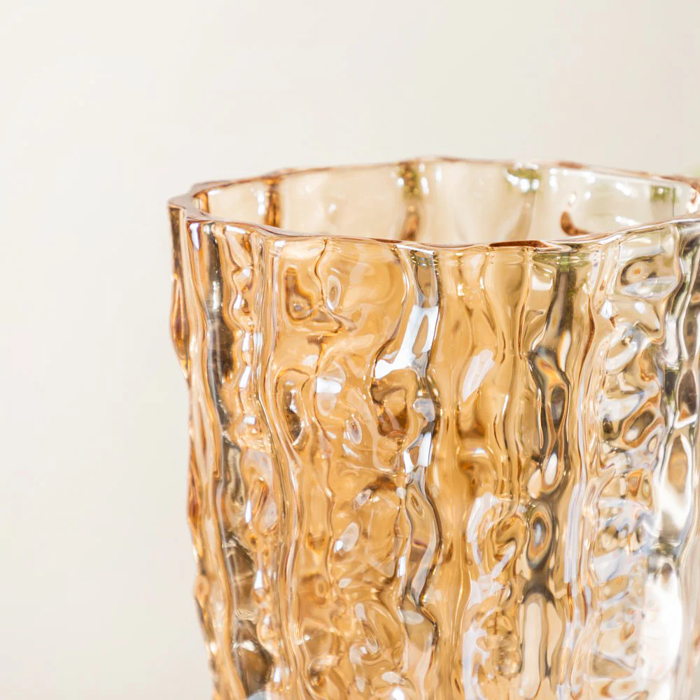 Glacier Glass Vase Amber 11 Inch - Image 4