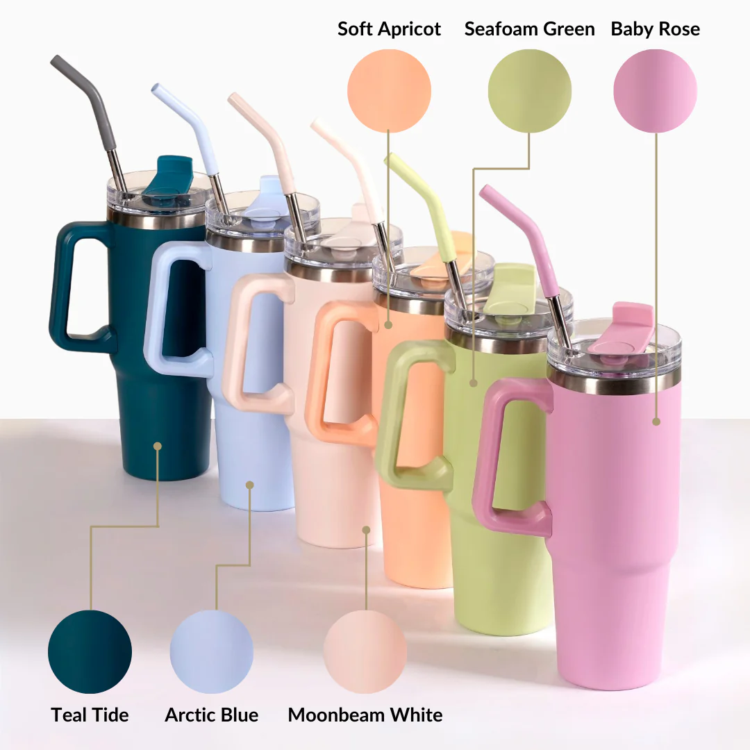 Glacio Insulated Water Bottle Tumbler With Handle Seafoam Green 850ml - Image 12