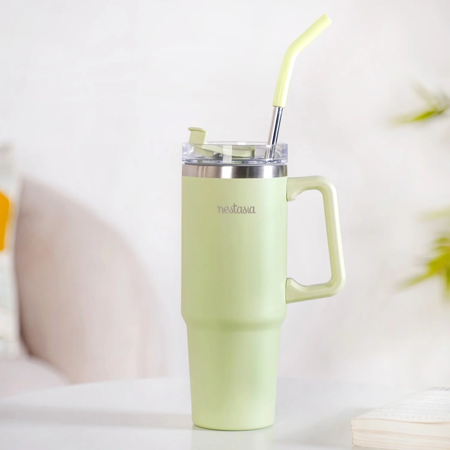 Glacio Insulated Water Bottle Tumbler With Handle Seafoam Green 850ml - Image 2
