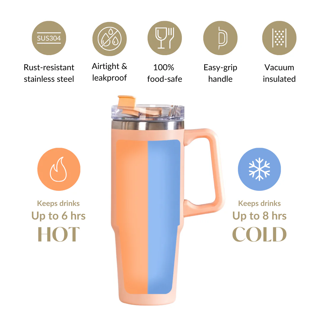 Glacio Spillproof Stainless Steel Water Bottle Soft Apricot 850ml - Image 6