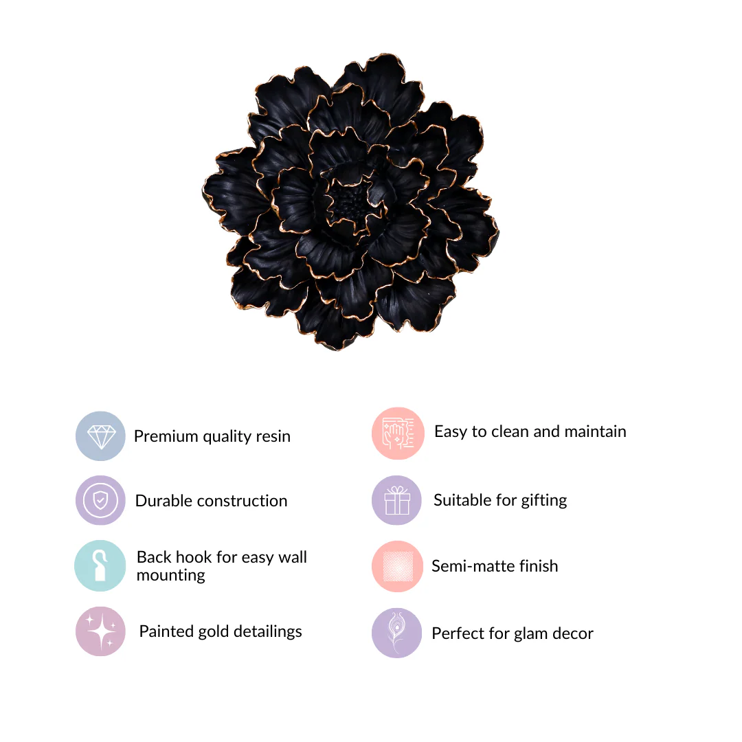 Glam Black Flower Wall Decor For Living Room - Image 4