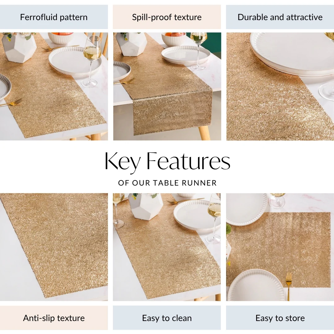 Glam Table Runner Gold 183x37cm - Image 3