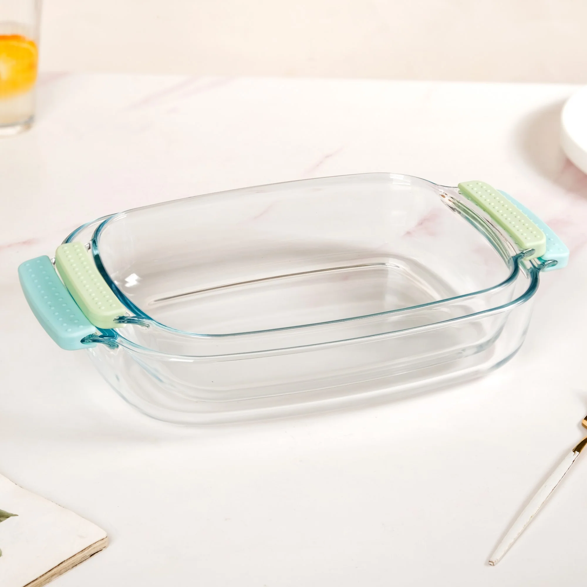 Glass Baking Dish with Heat Protectant Silicone Grips Set of 2 - Image 7
