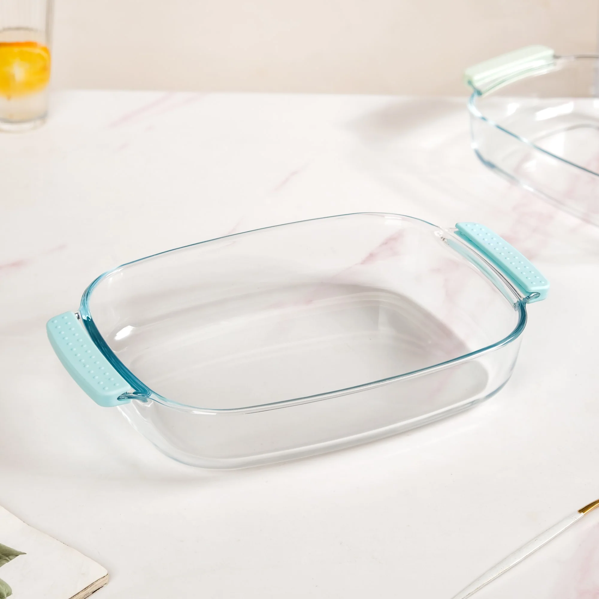 Glass Baking Dish with Heat Protectant Silicone Grips Set of 2 - Image 8