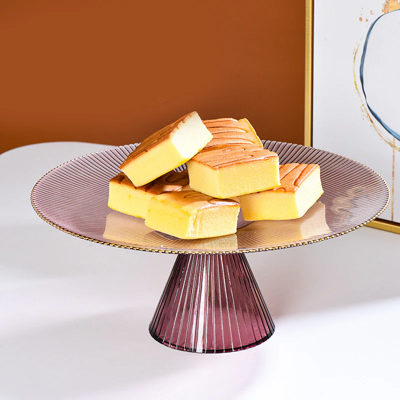 Glass Cake Stand Pink 13 inch - Image 3