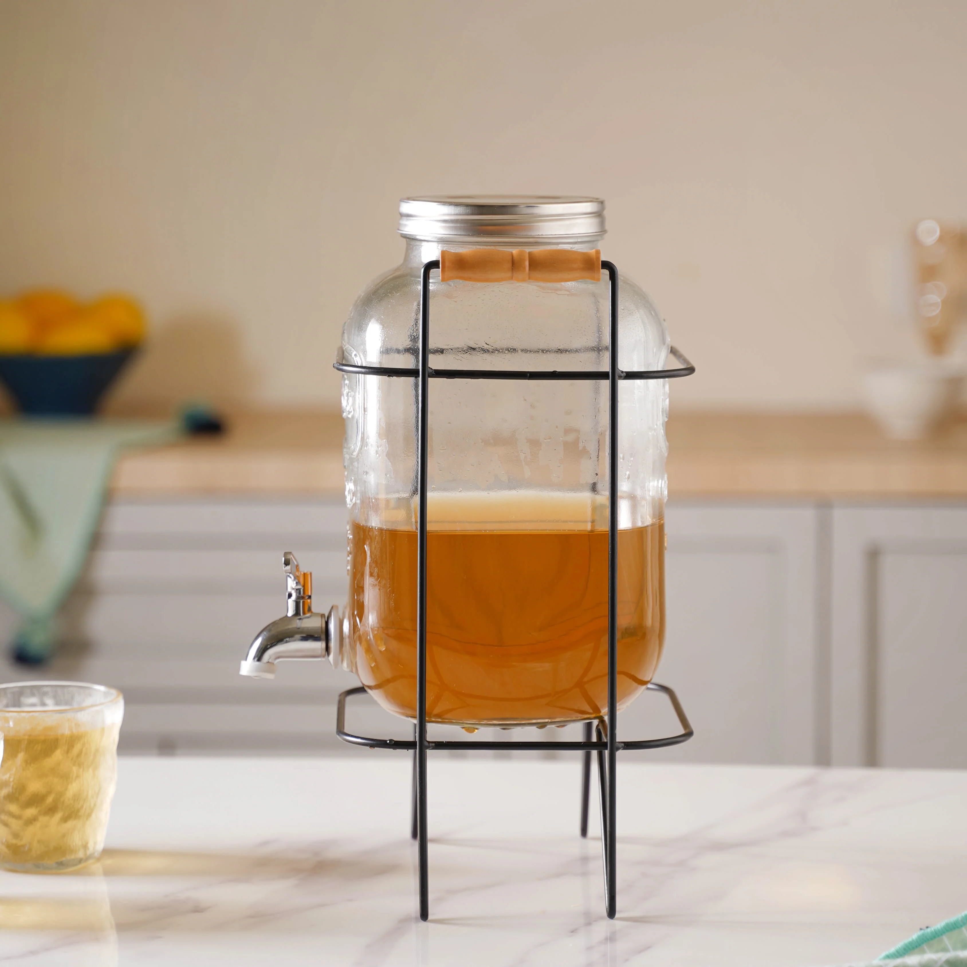 Glass Drink Dispenser With Stand - Image 2