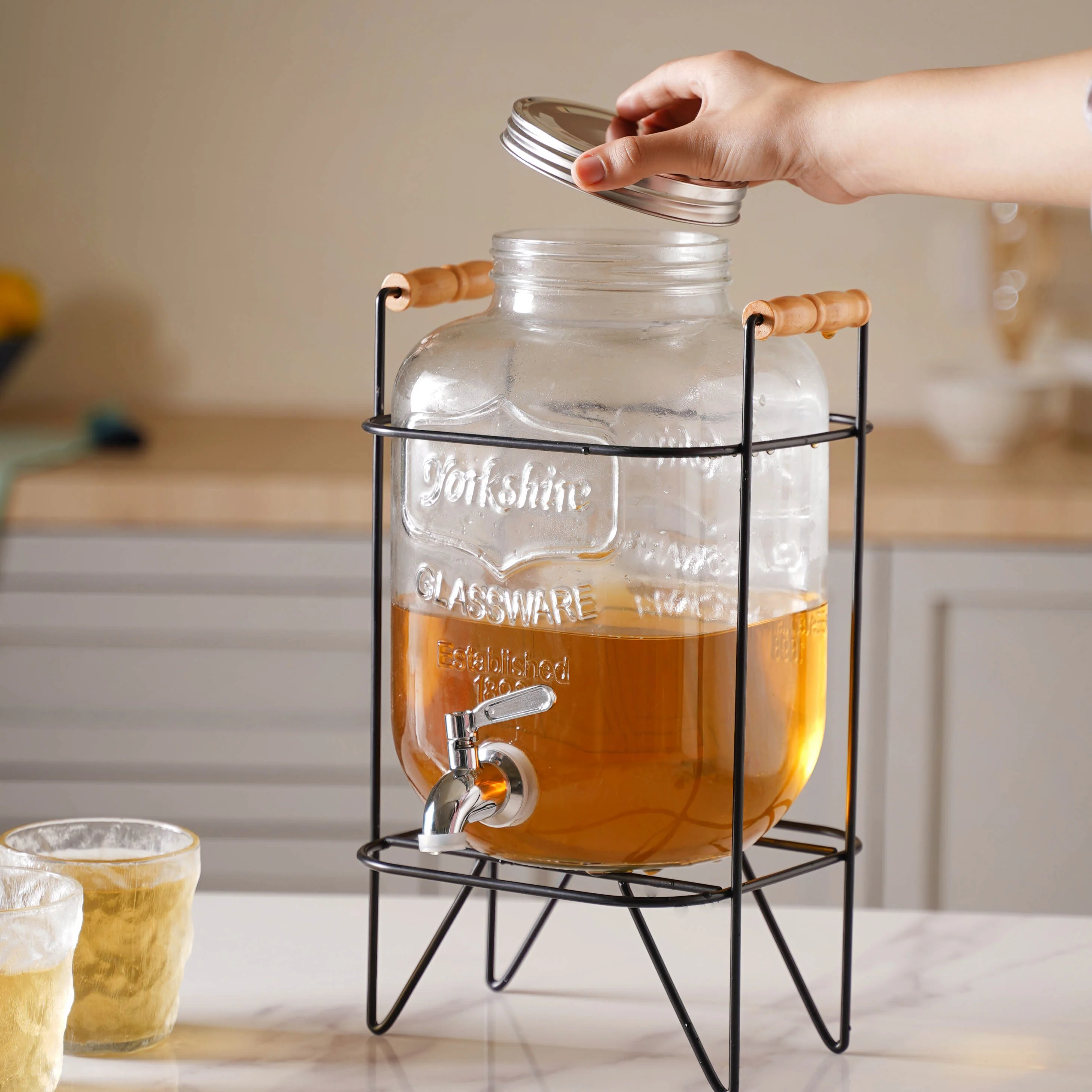 Glass Drink Dispenser With Stand - Image 3