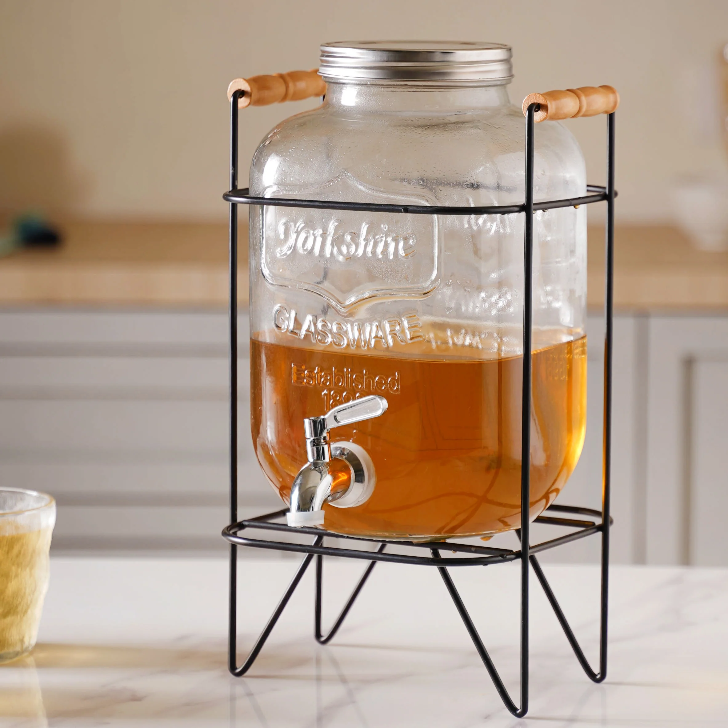 Glass Drink Dispenser With Stand - Image 9