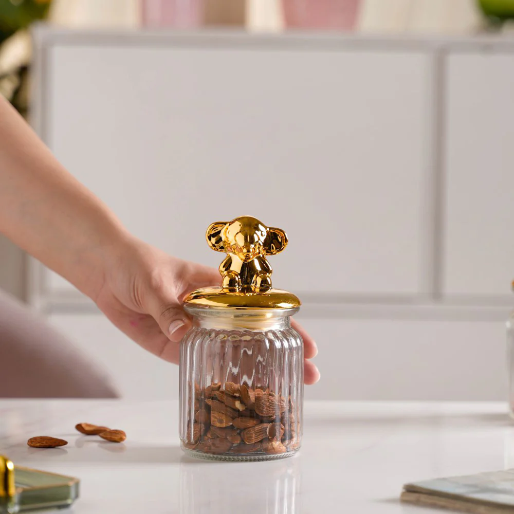 Glass Jar With Elephant Lid - Image 2