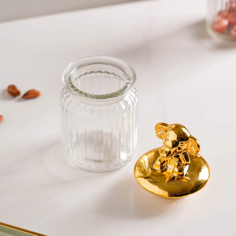 Glass Jar With Elephant Lid - Image 3