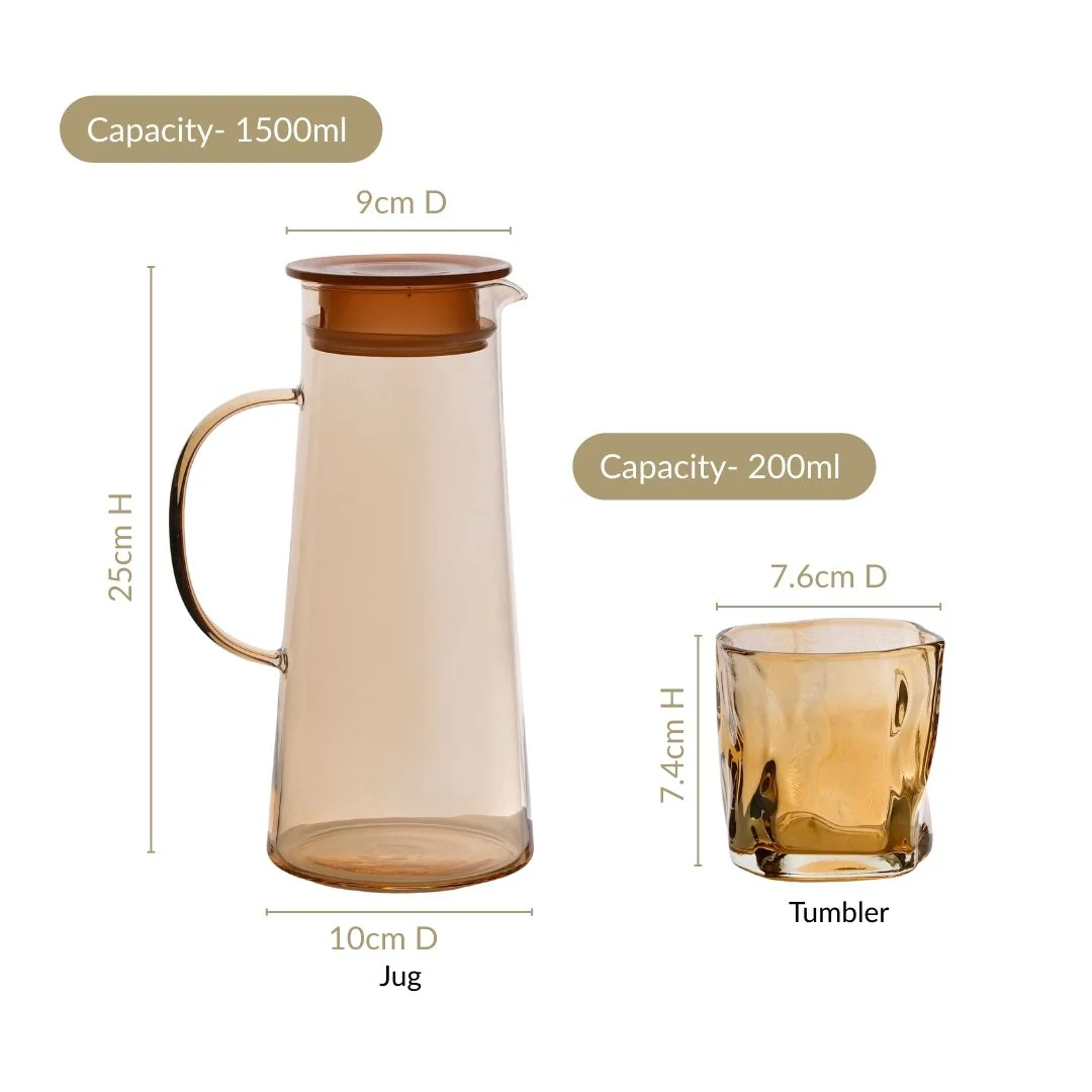 Amber Glass Jug And Tumbler Set - Image 3