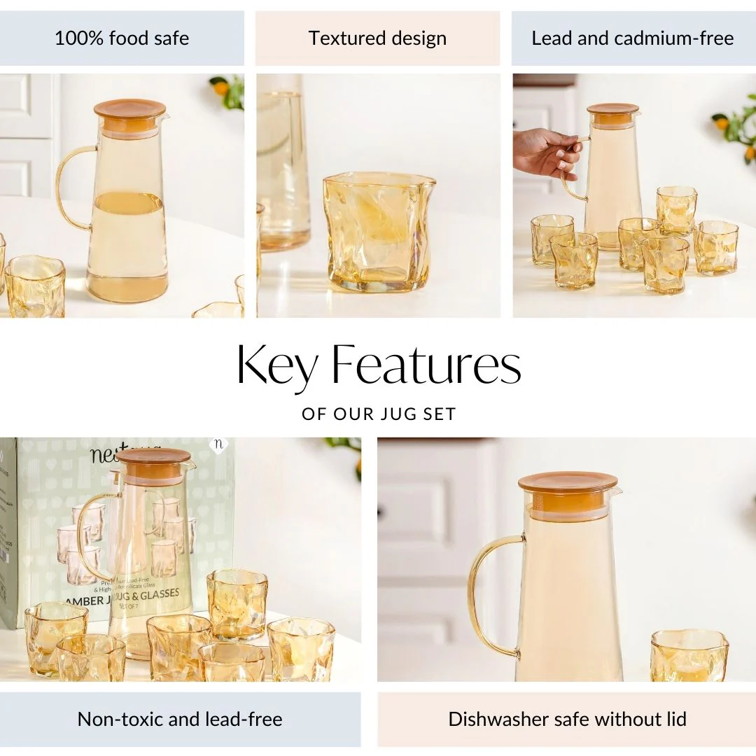 Amber Glass Jug And Tumbler Set - Image 4