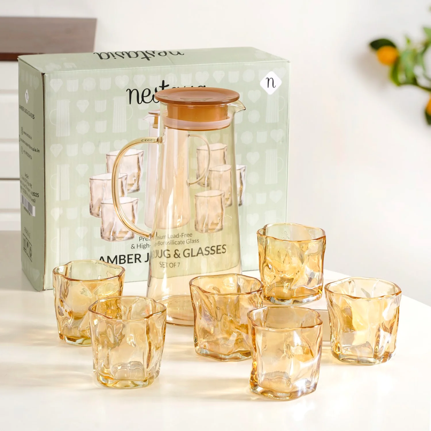 Amber Glass Jug And Tumbler Set - Image 8