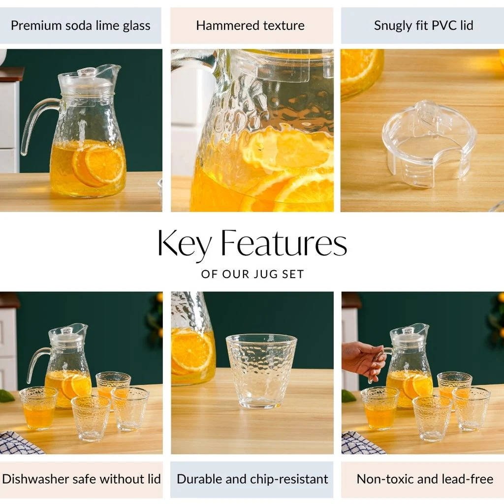 Glass Jug And Tumbler Set Of 5 - Image 4