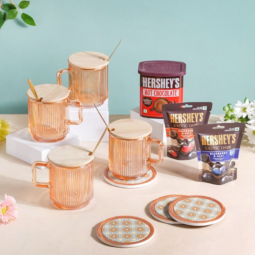 Glass Mug And Hot Chocolate Gift Hamper Set Of 6 - Image 2