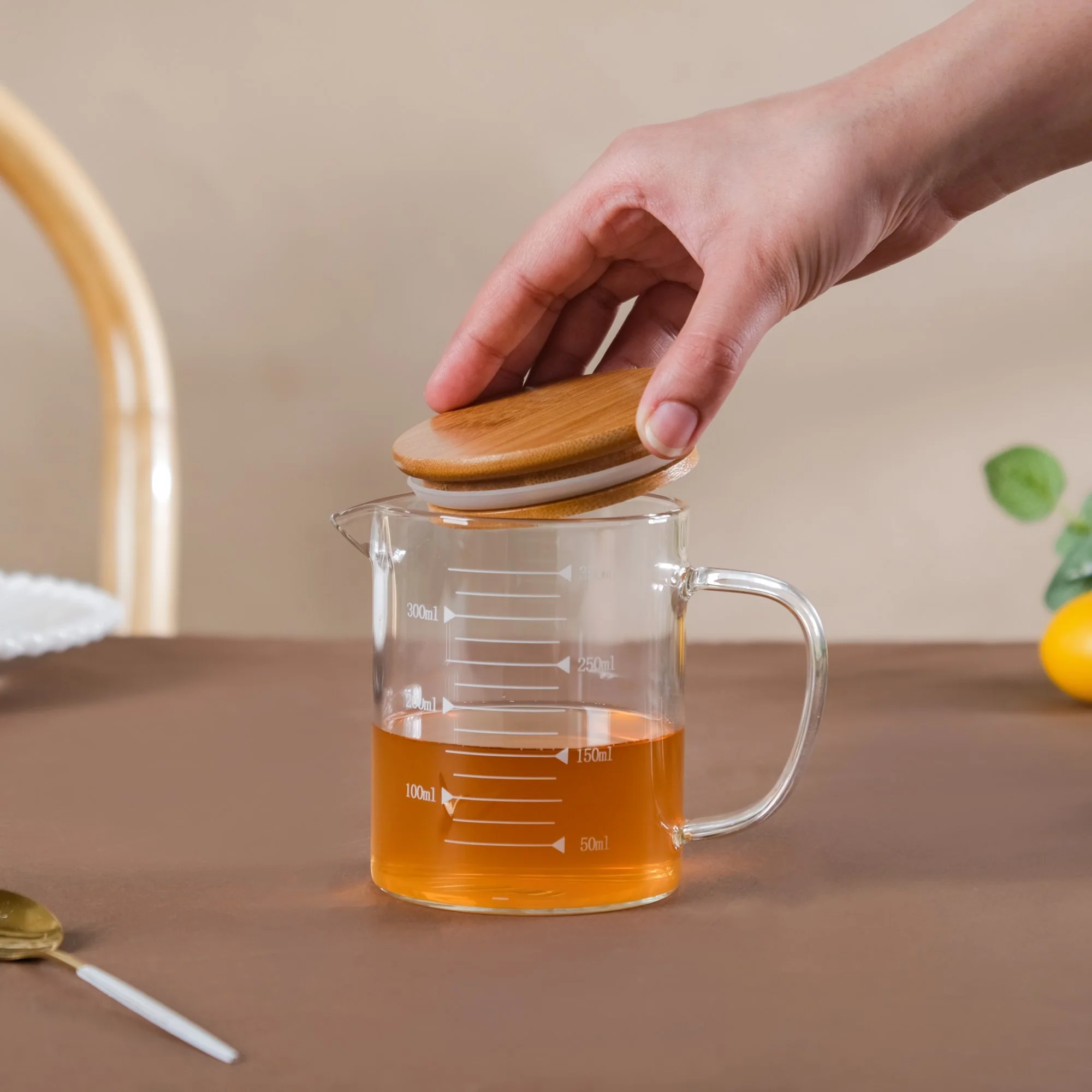Glass Mug with Lid - Small - Image 2
