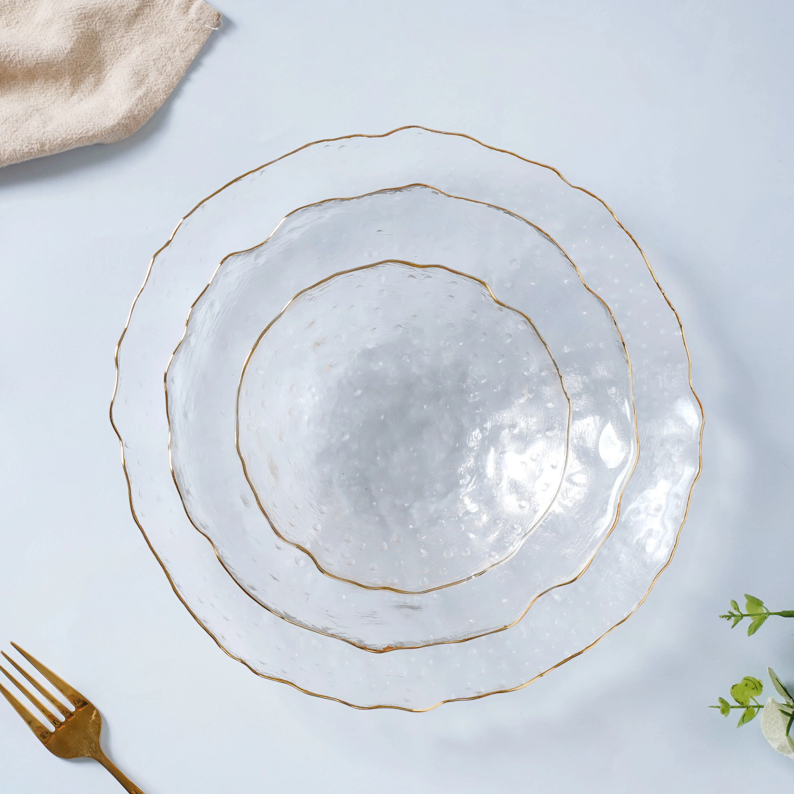 Glass Plate and Bowl Set of 3 - Image 5