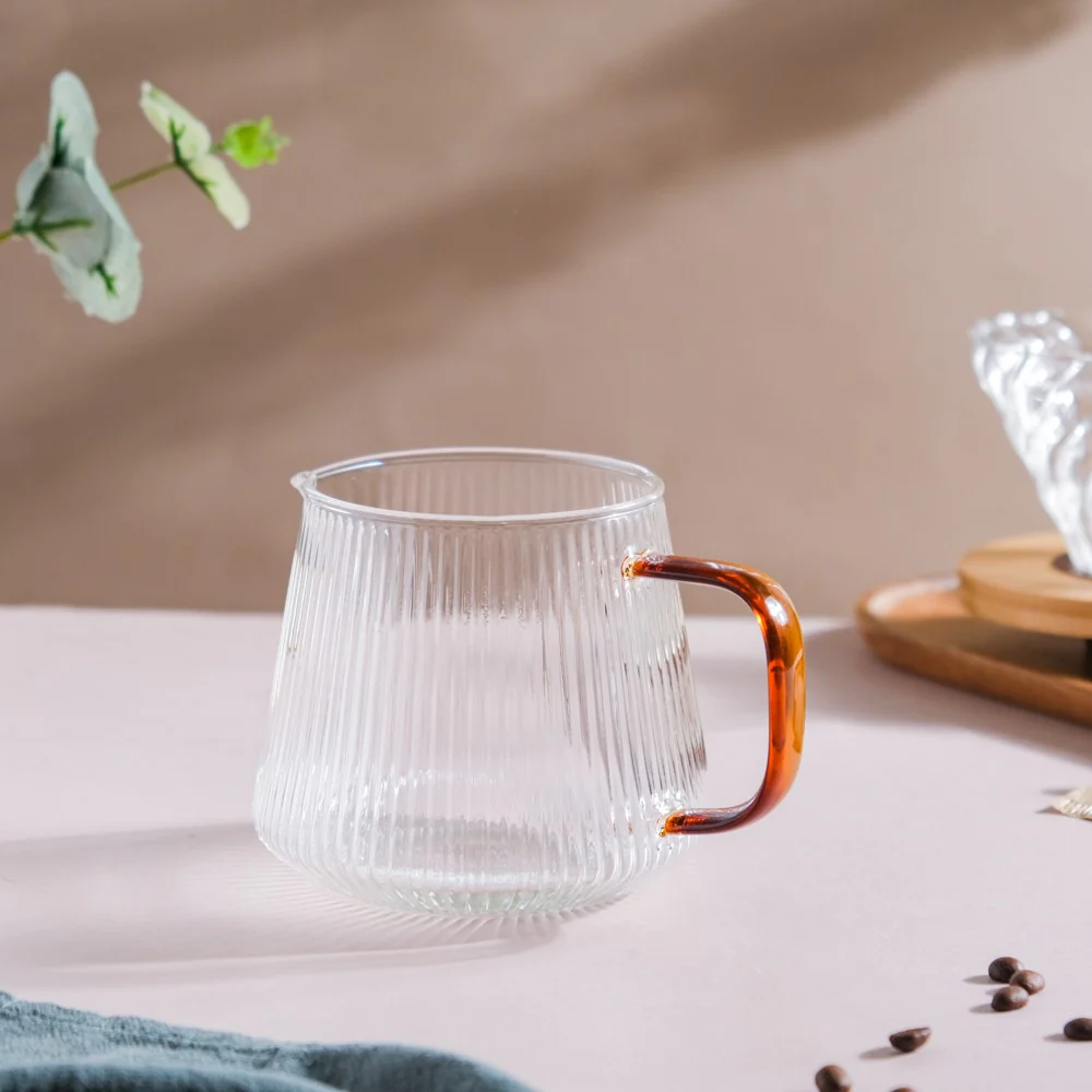 Glass Ribbed Coffee Pot 700ml - Image 2