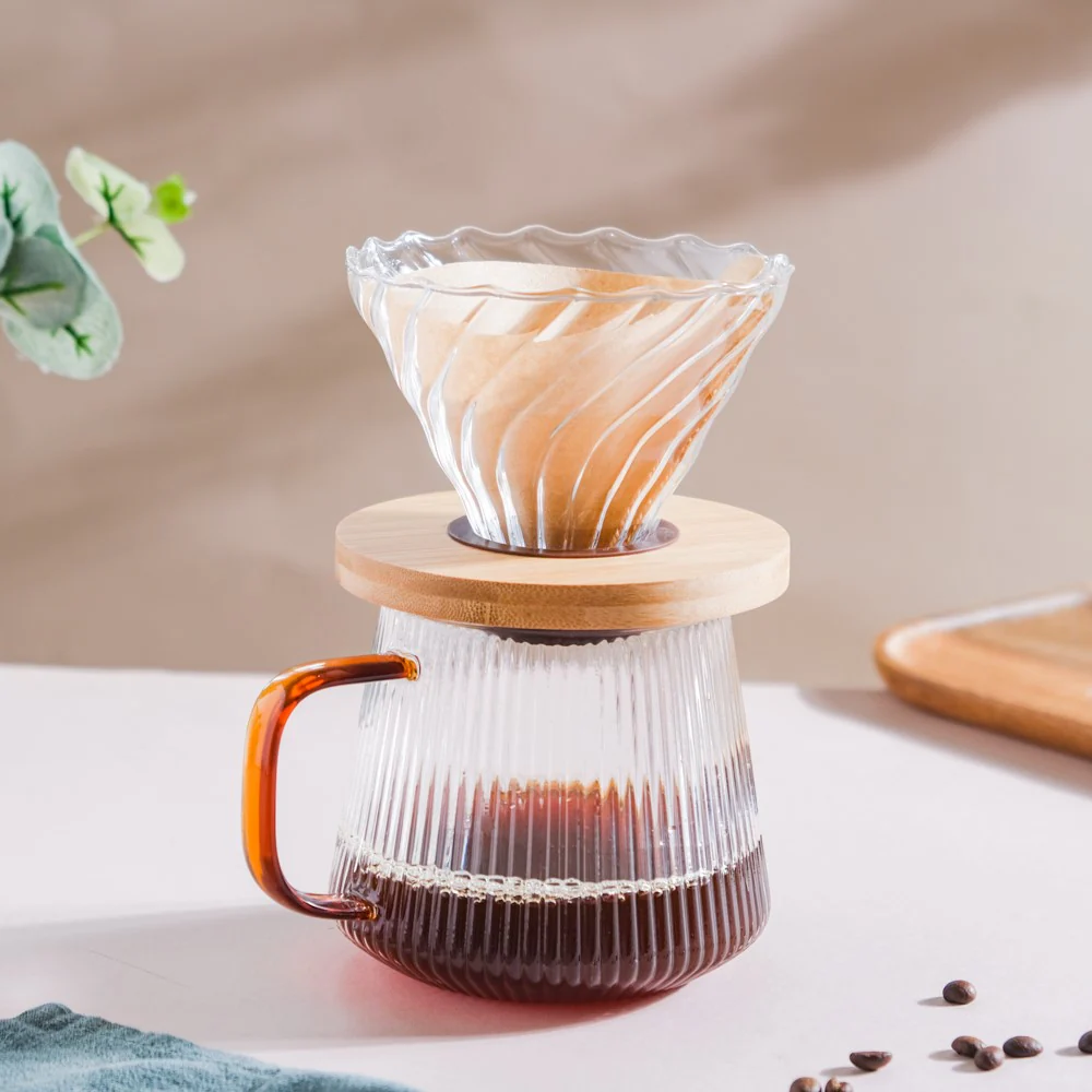Glass Ribbed Coffee Pot 700ml - Image 6