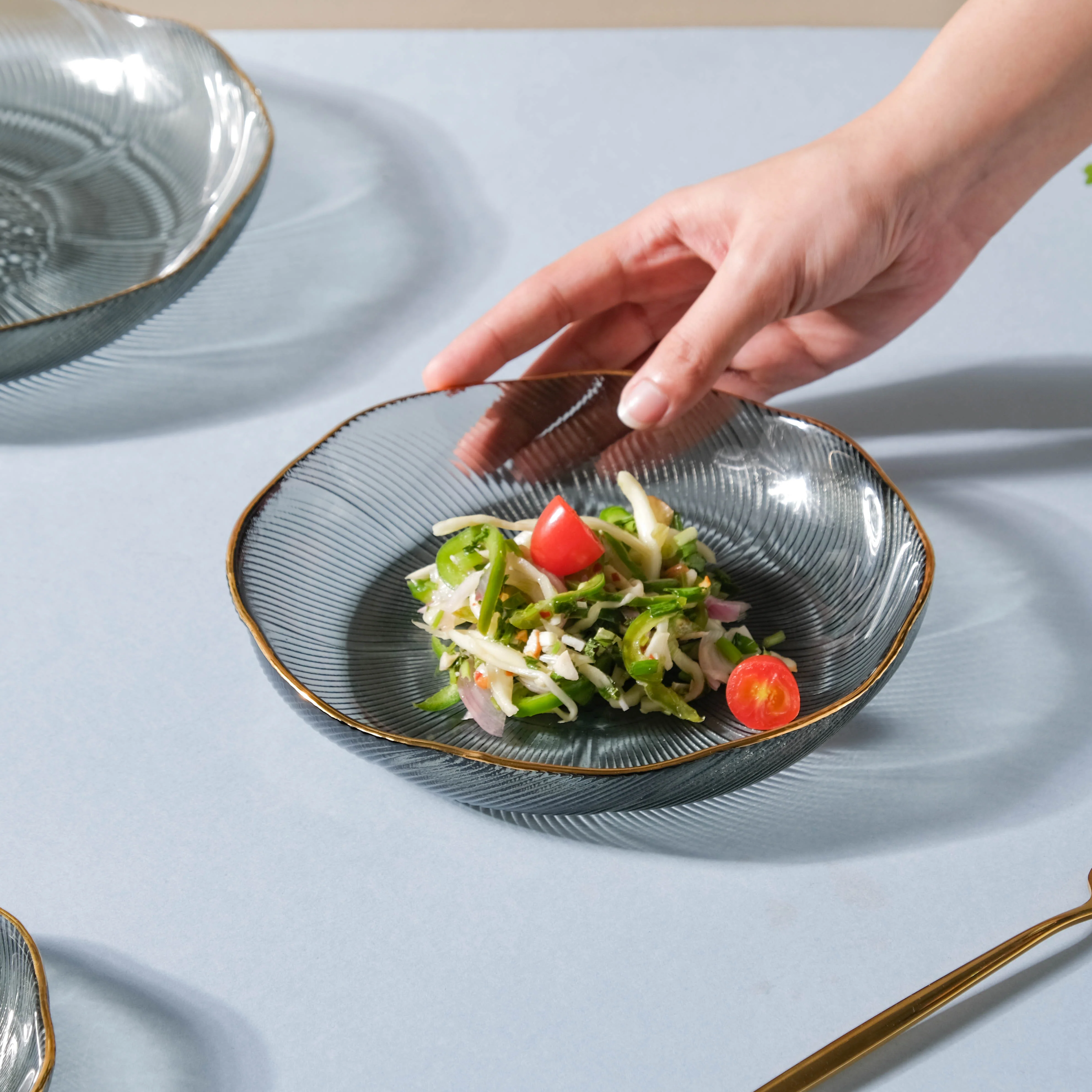 Glass Snack Plate Grey - Image 3