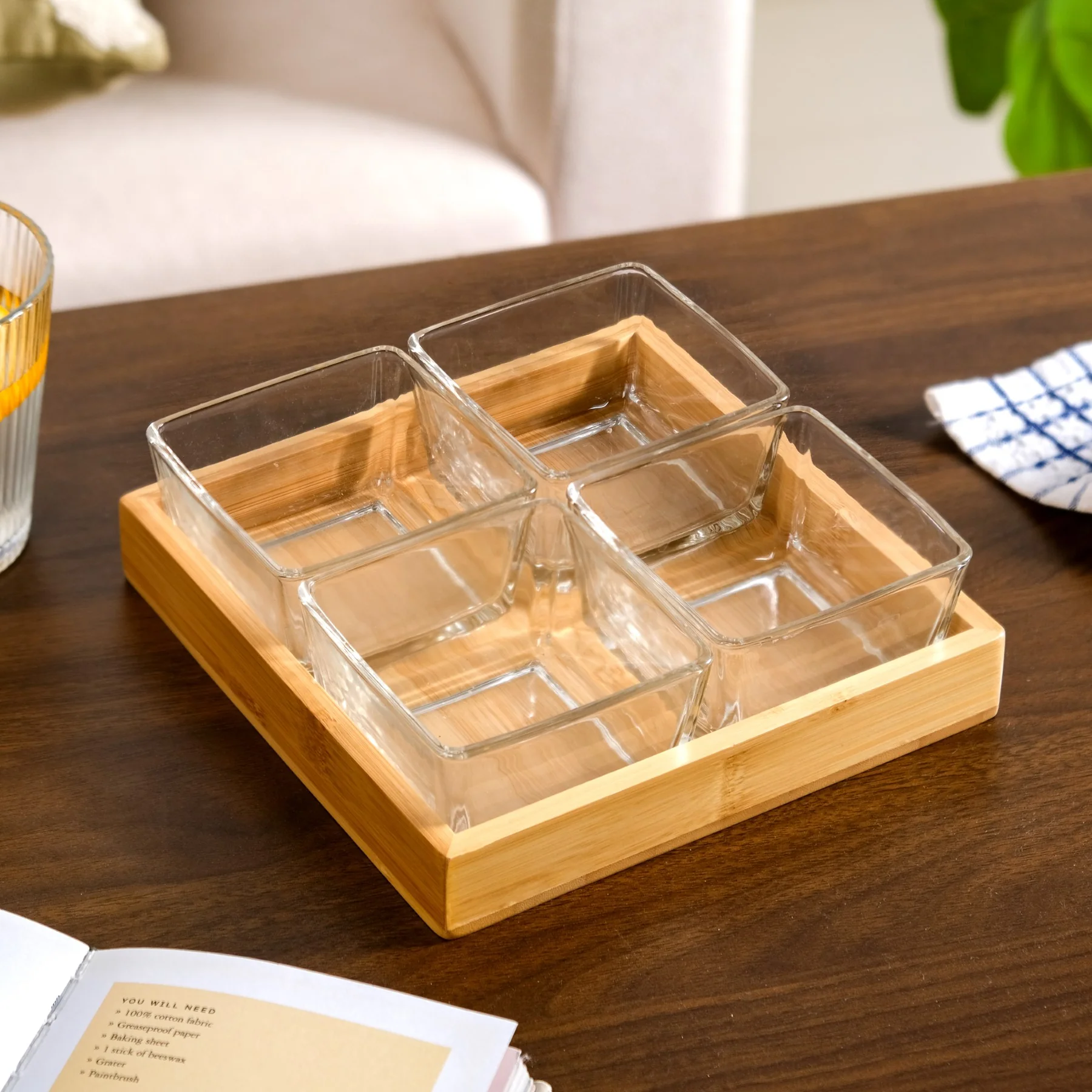 Glass Snack Serving Bowls With Tray - Image 6