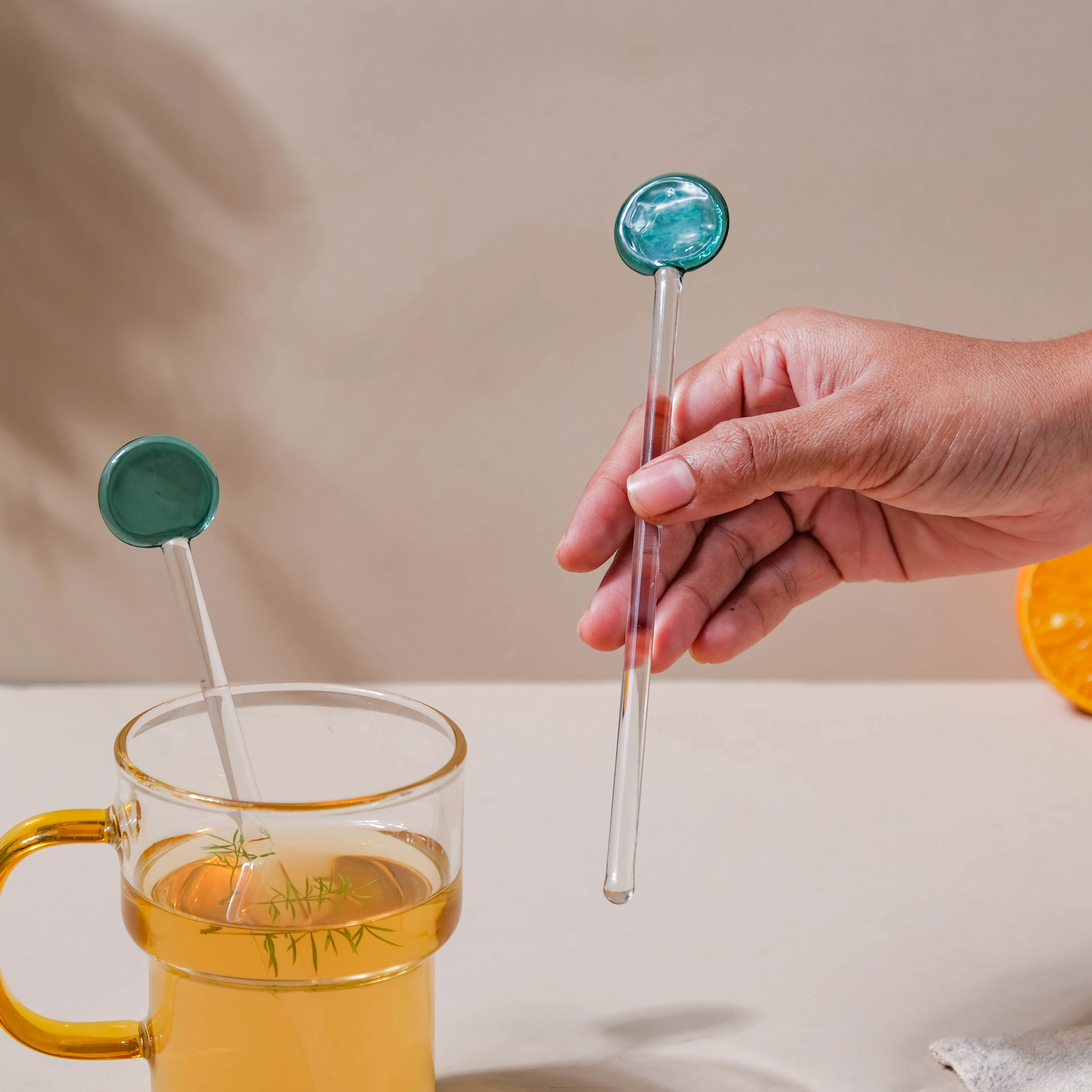 Glass Stirrer Set of 2 Emerald - Image 2