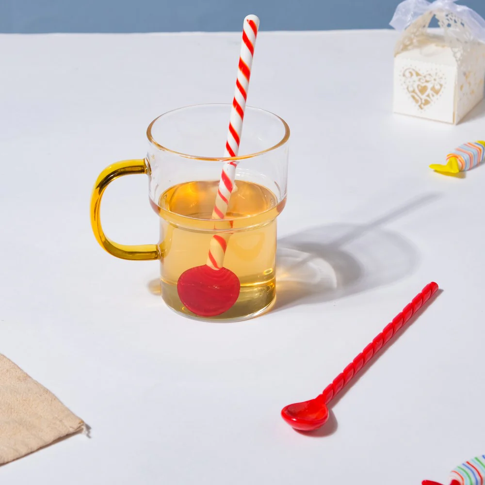 Glass Stirrer Set Of 2 Scarlet Cherry Red 6.5 Inch - Image 6