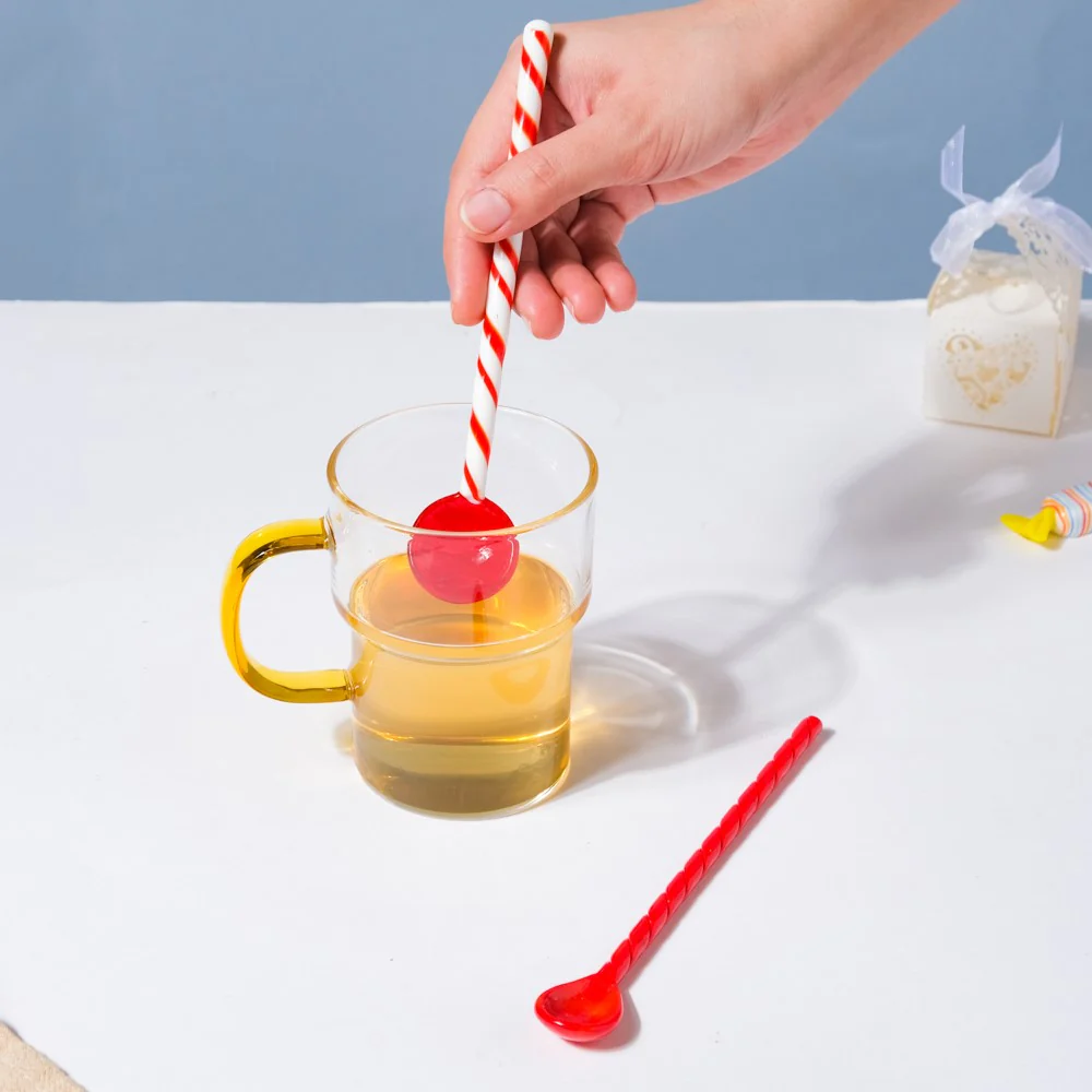 Glass Stirrer Set Of 2 Scarlet Cherry Red 6.5 Inch - Image 8