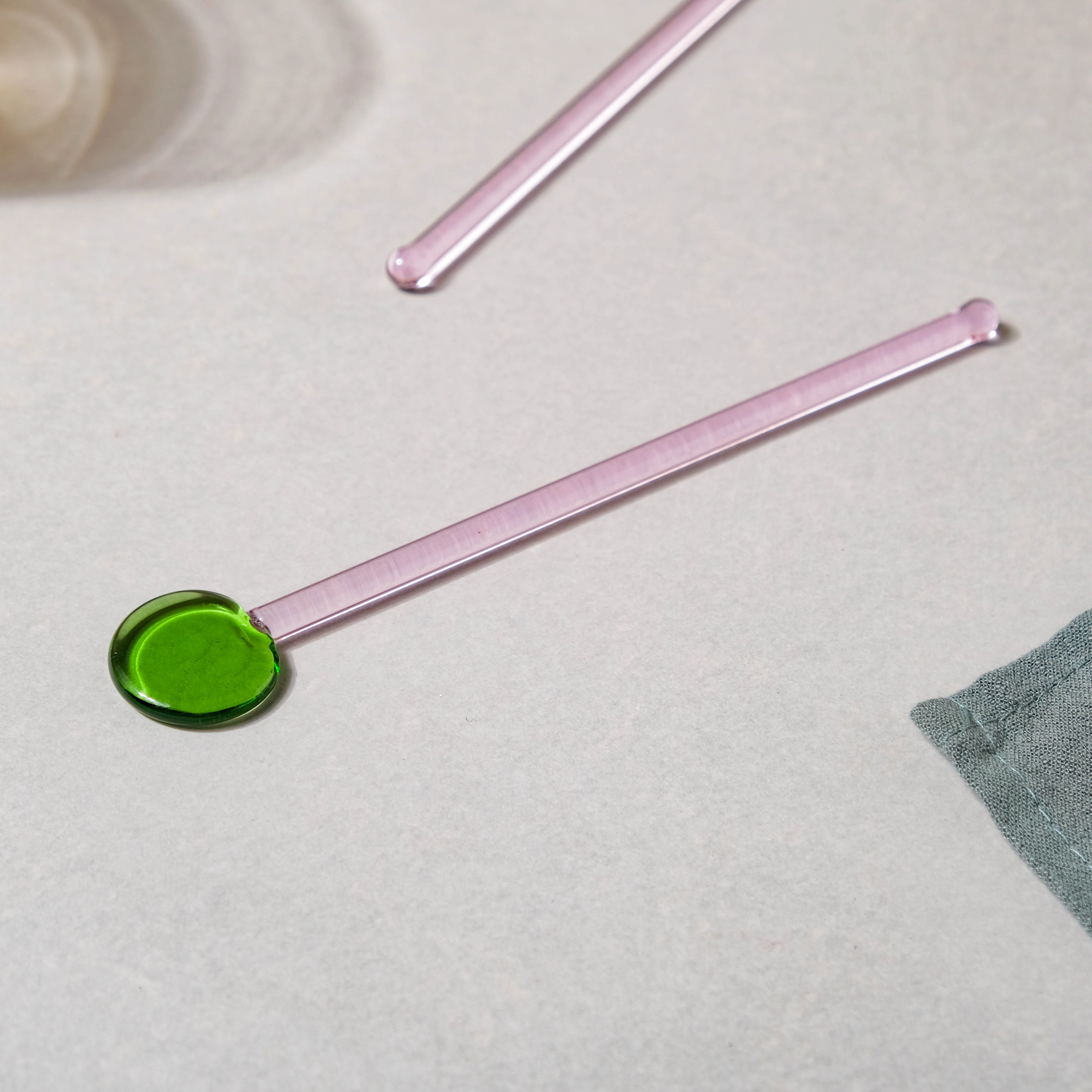 Glass Stirring Spoon Set of 2 Green - Image 3