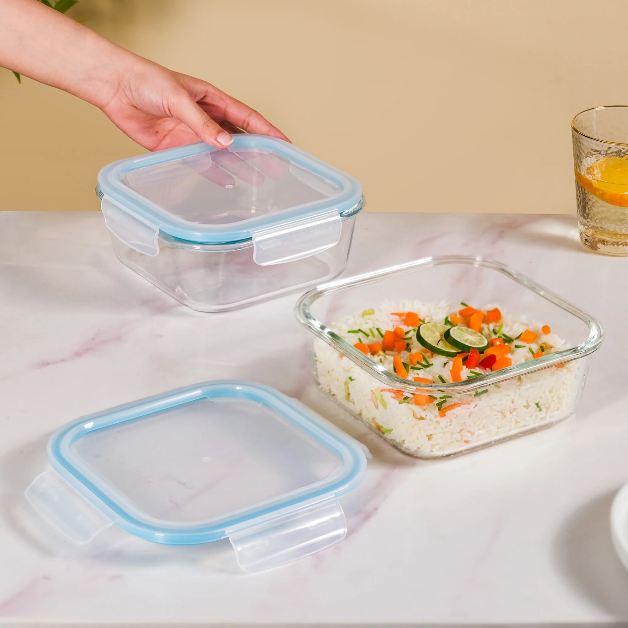 Glass Storage Container Box Set Of 2 1200ml - Image 3
