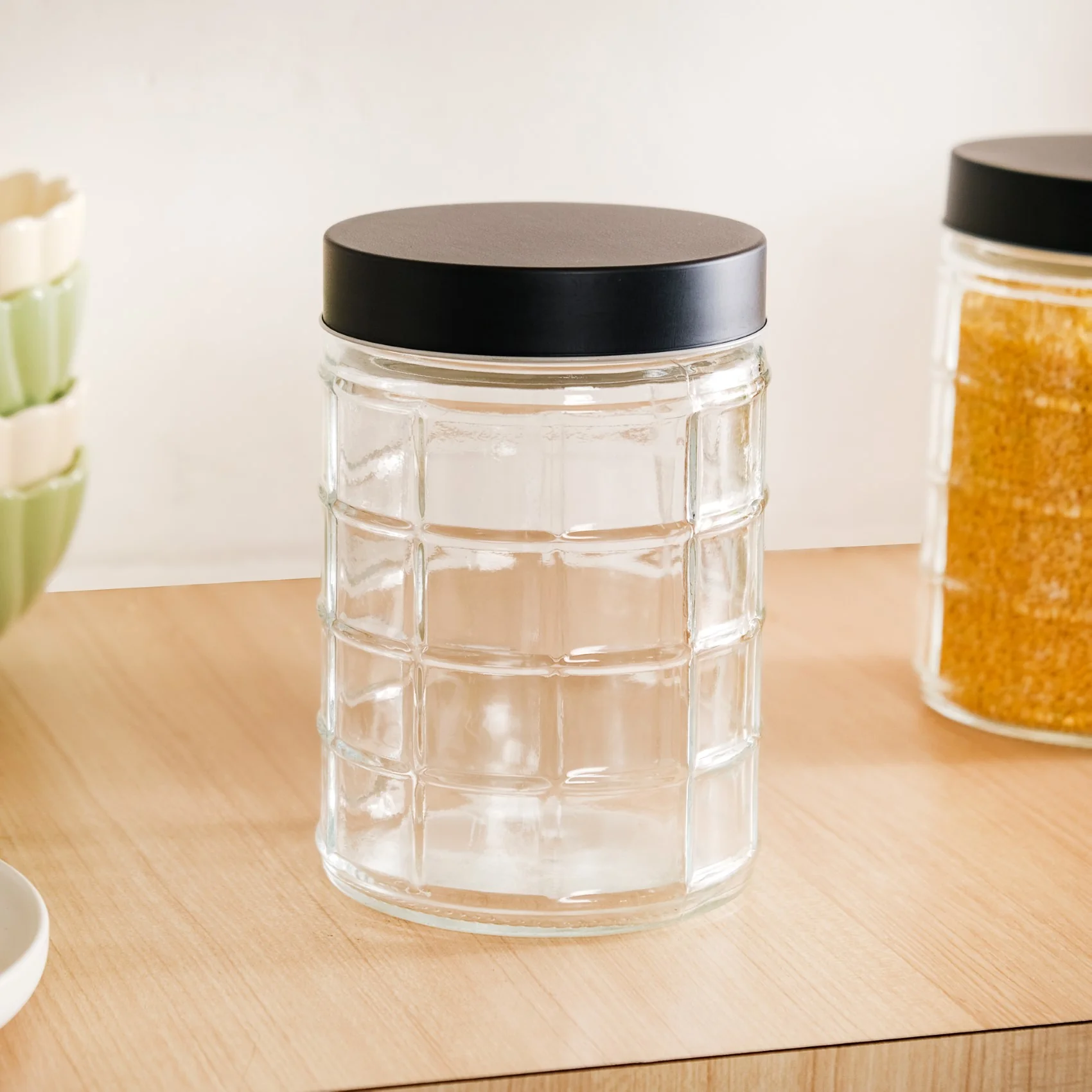Glass Storage Jars With Airtight Lid Set Of 4 Checks 1350ml - Image 9