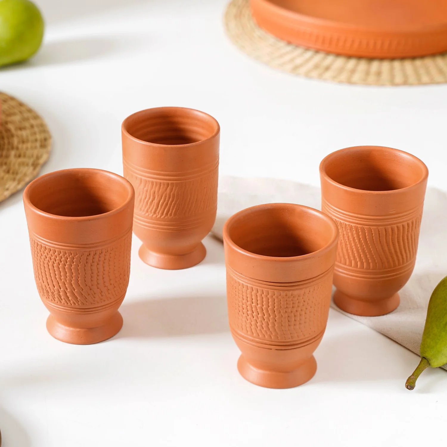 Glaze Free Terracotta Clay Tumblers Set Of 4 300ml - Image 7