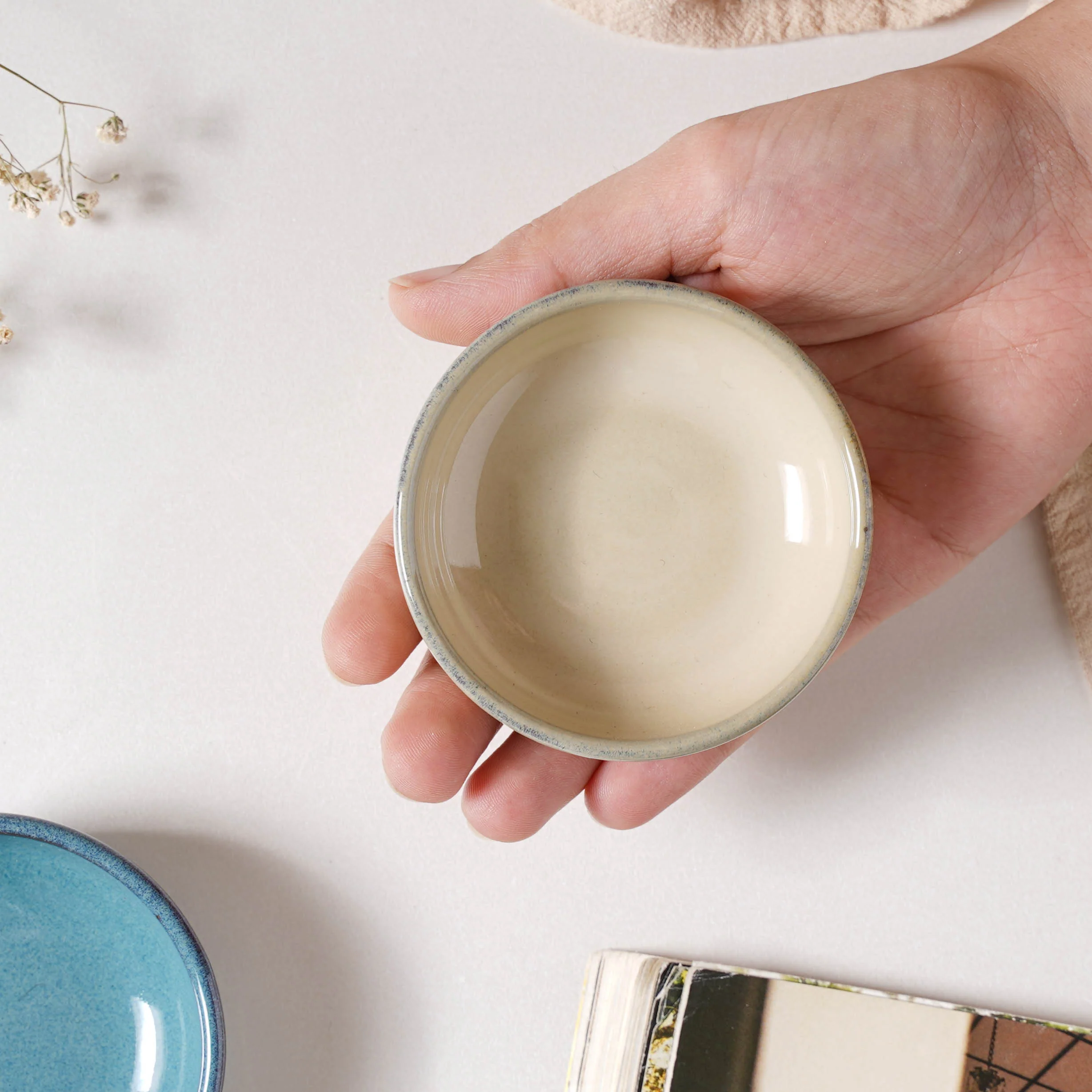 Glazed Ceramic Beige Dip Bowl 50 ml - Image 2