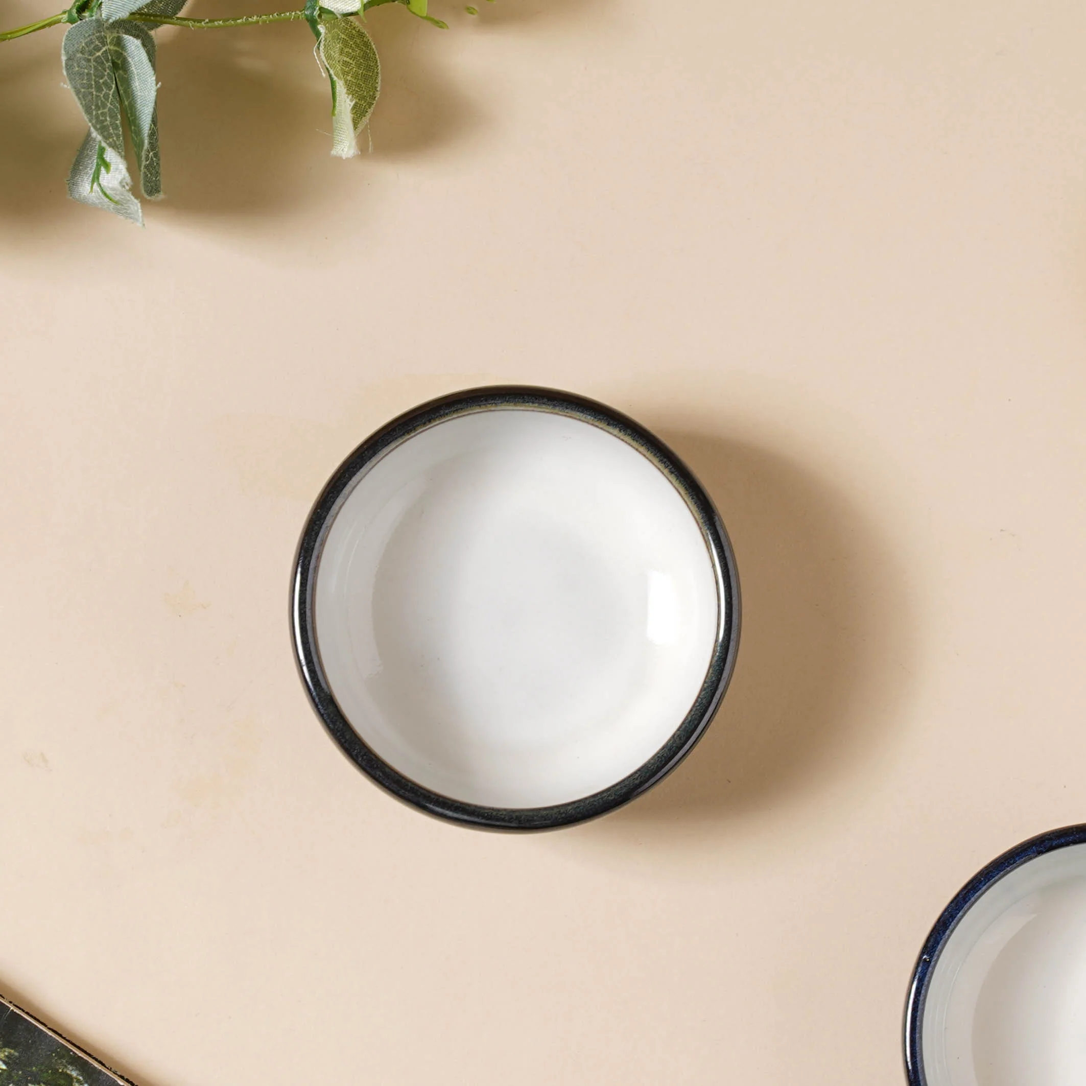 Glazed Ceramic Black And White Dip Bowl - Image 6