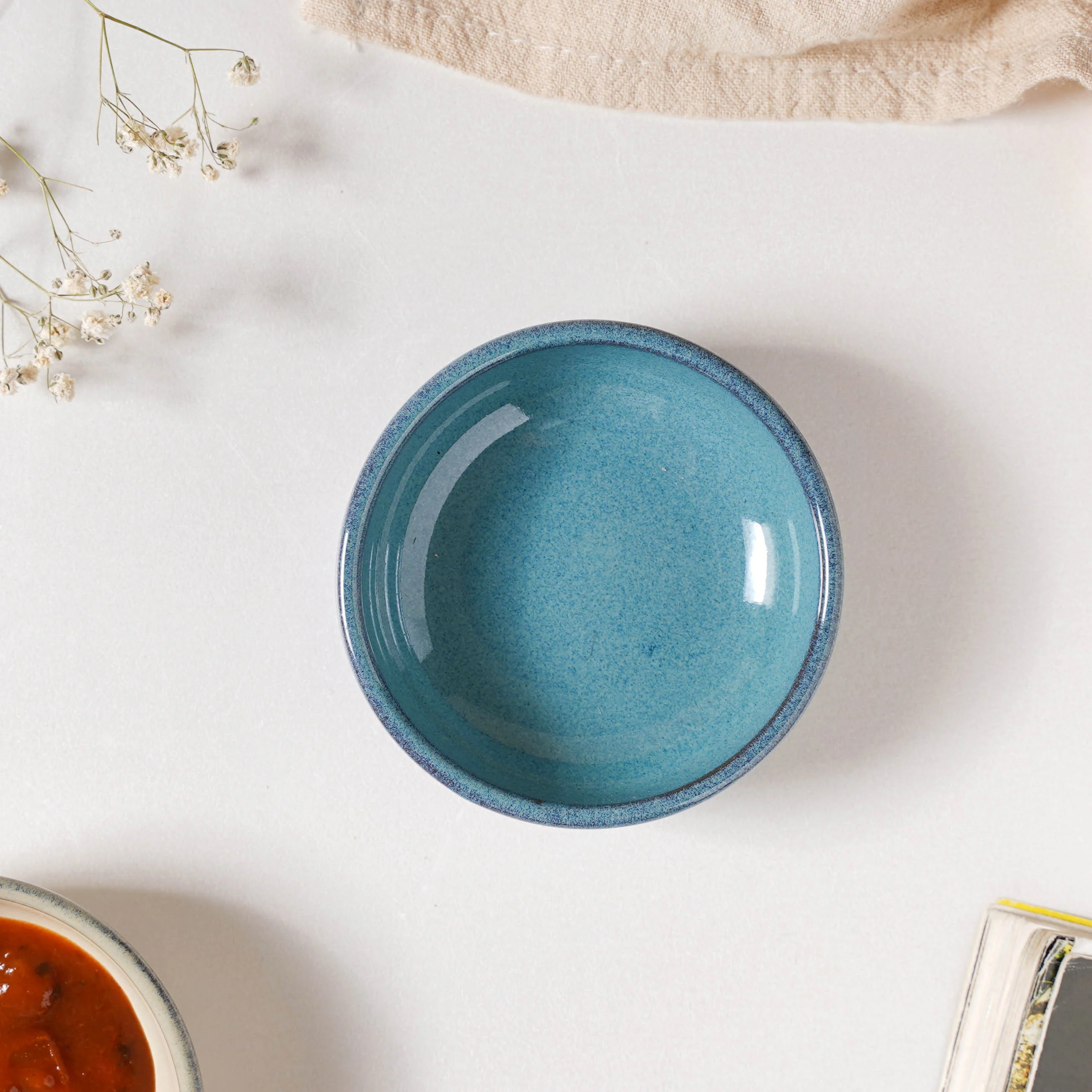 Glazed Ceramic Blue Dip Bowl 50 ml - Image 6