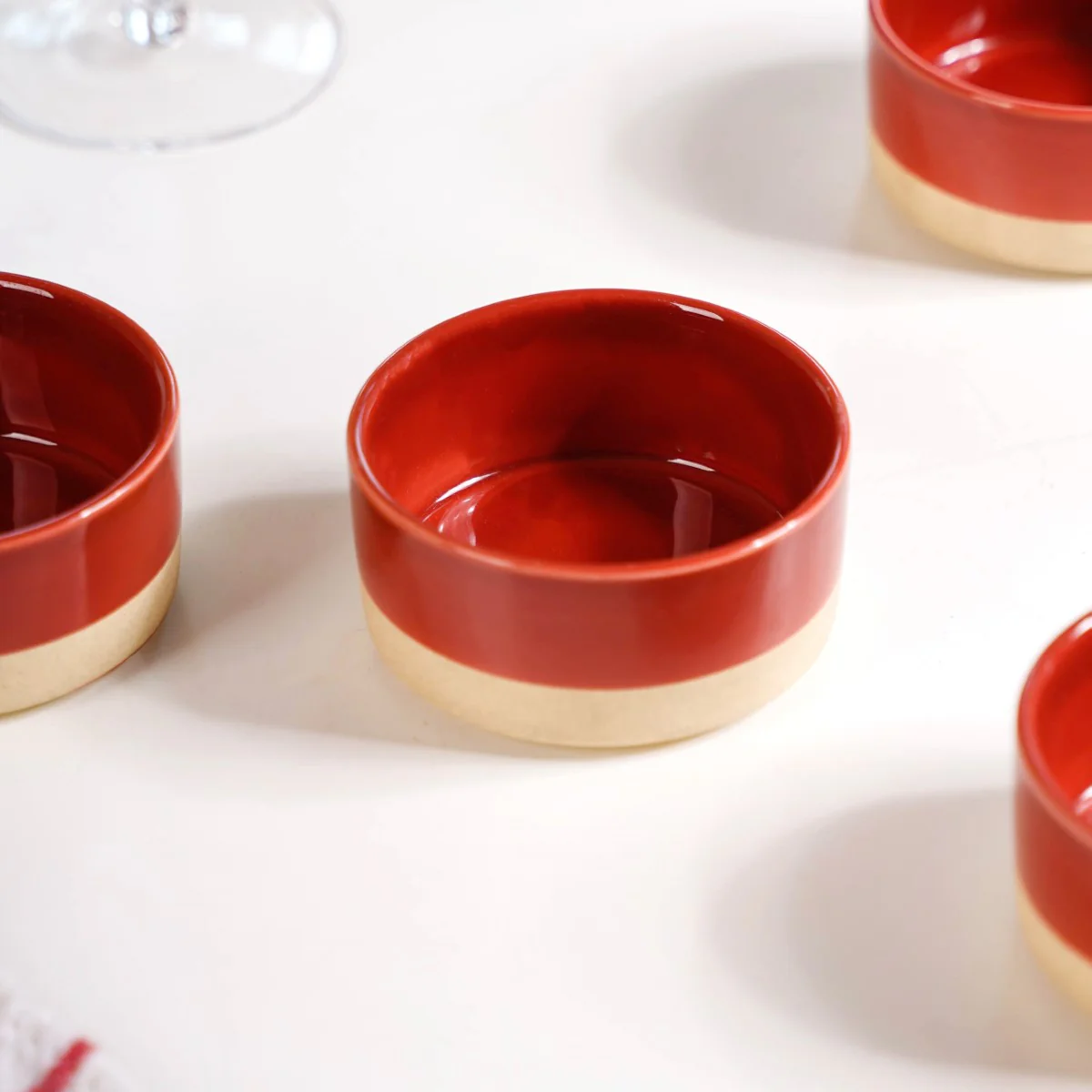 Glazed Ceramic Bowls Set Of 4 Amber Clay 150ml - Image 10