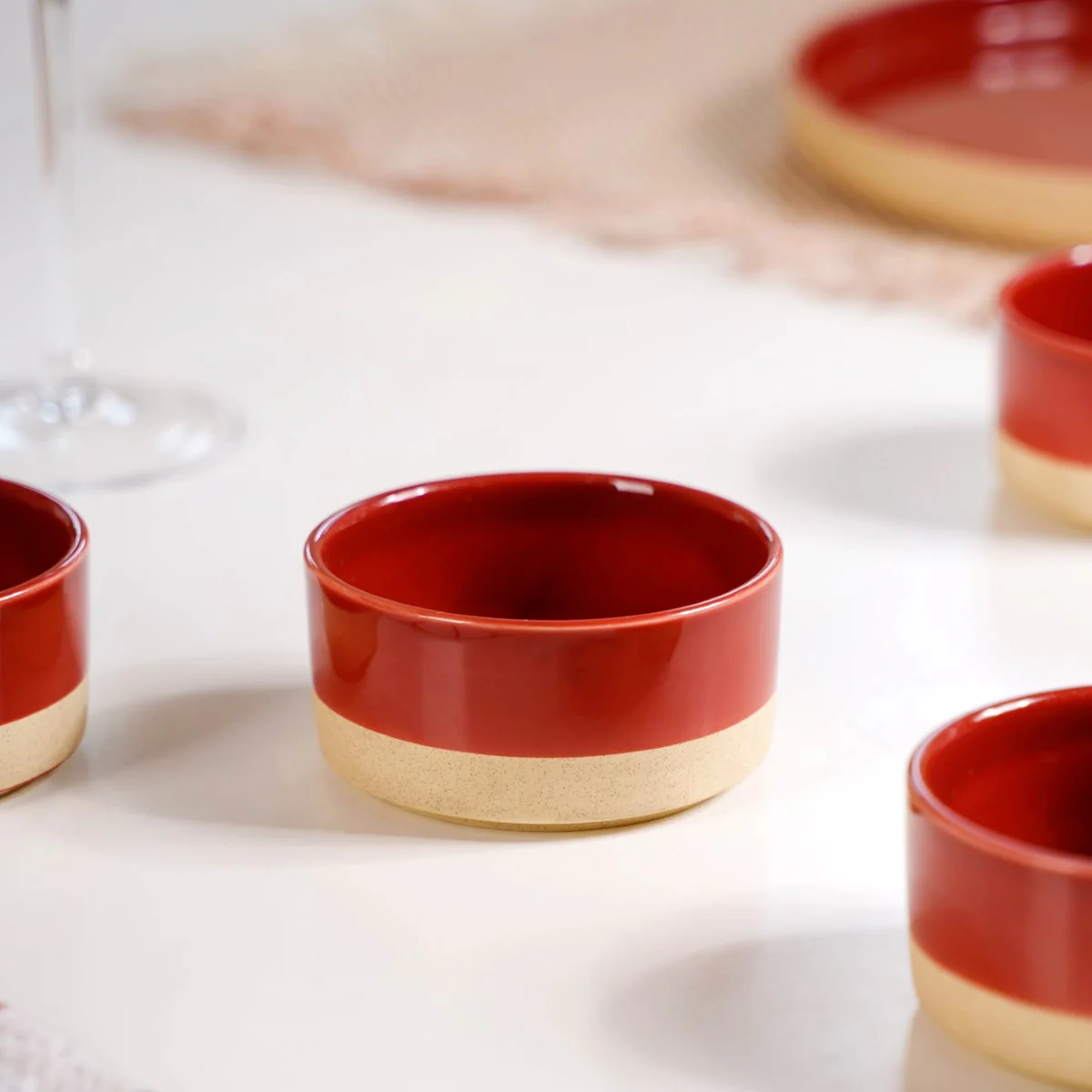 Glazed Ceramic Bowls Set Of 4 Amber Clay 150ml - Image 11