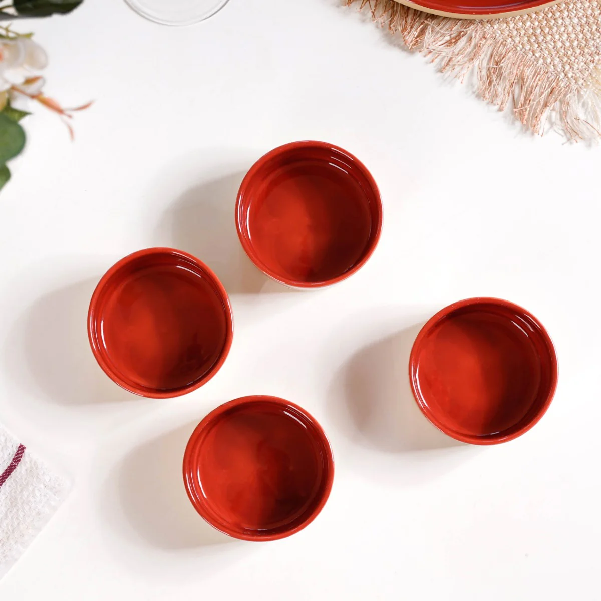 Glazed Ceramic Bowls Set Of 4 Amber Clay 150ml - Image 3