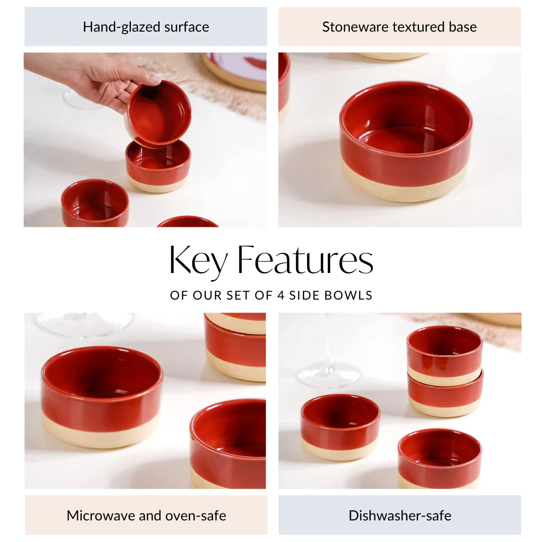 Glazed Ceramic Bowls Set Of 4 Amber Clay 150ml - Image 5