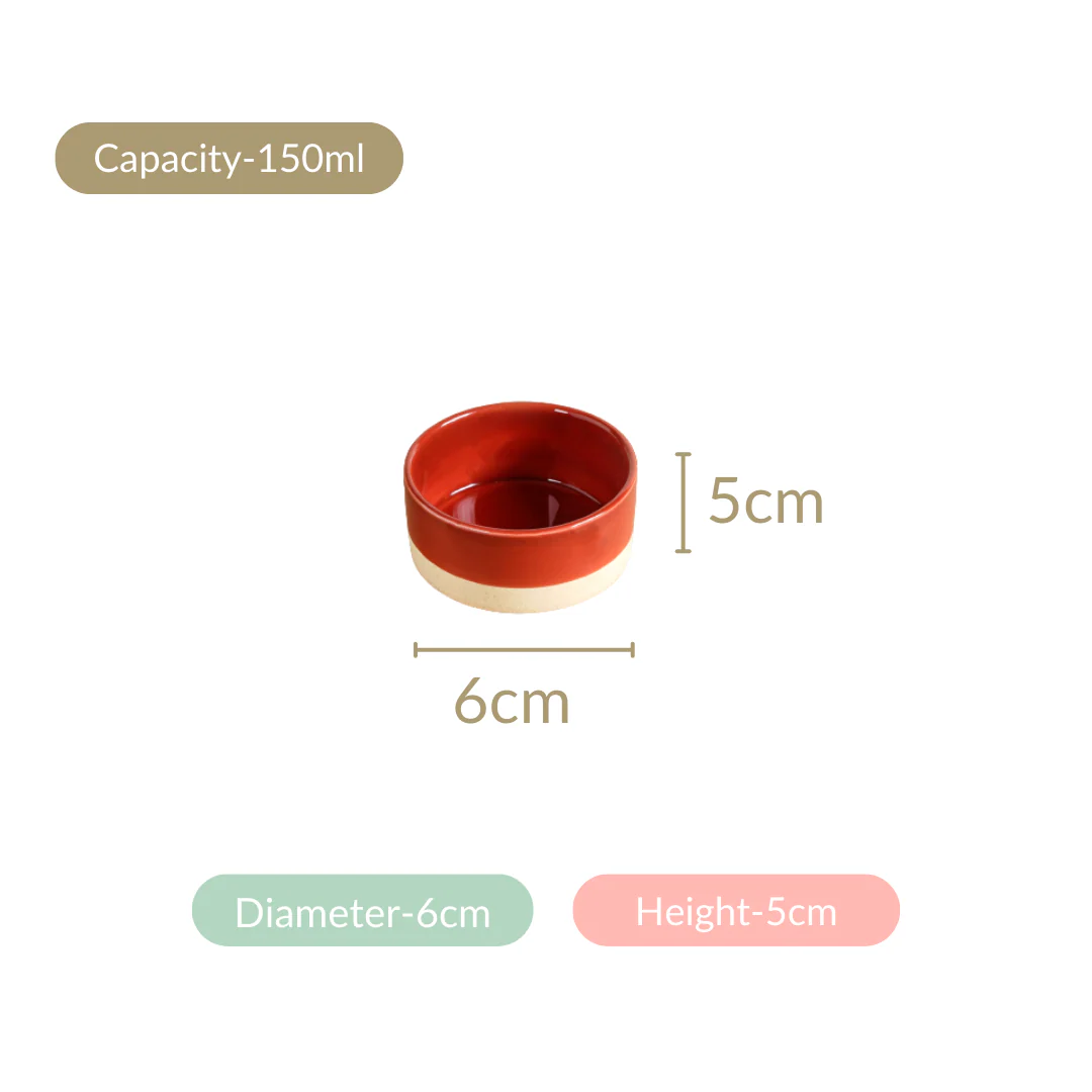 Glazed Ceramic Bowls Set Of 4 Amber Clay 150ml - Image 6