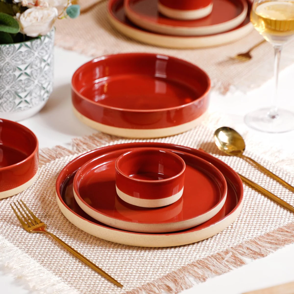 Glazed Ceramic Bowls Set Of 4 Amber Clay 150ml - Image 7